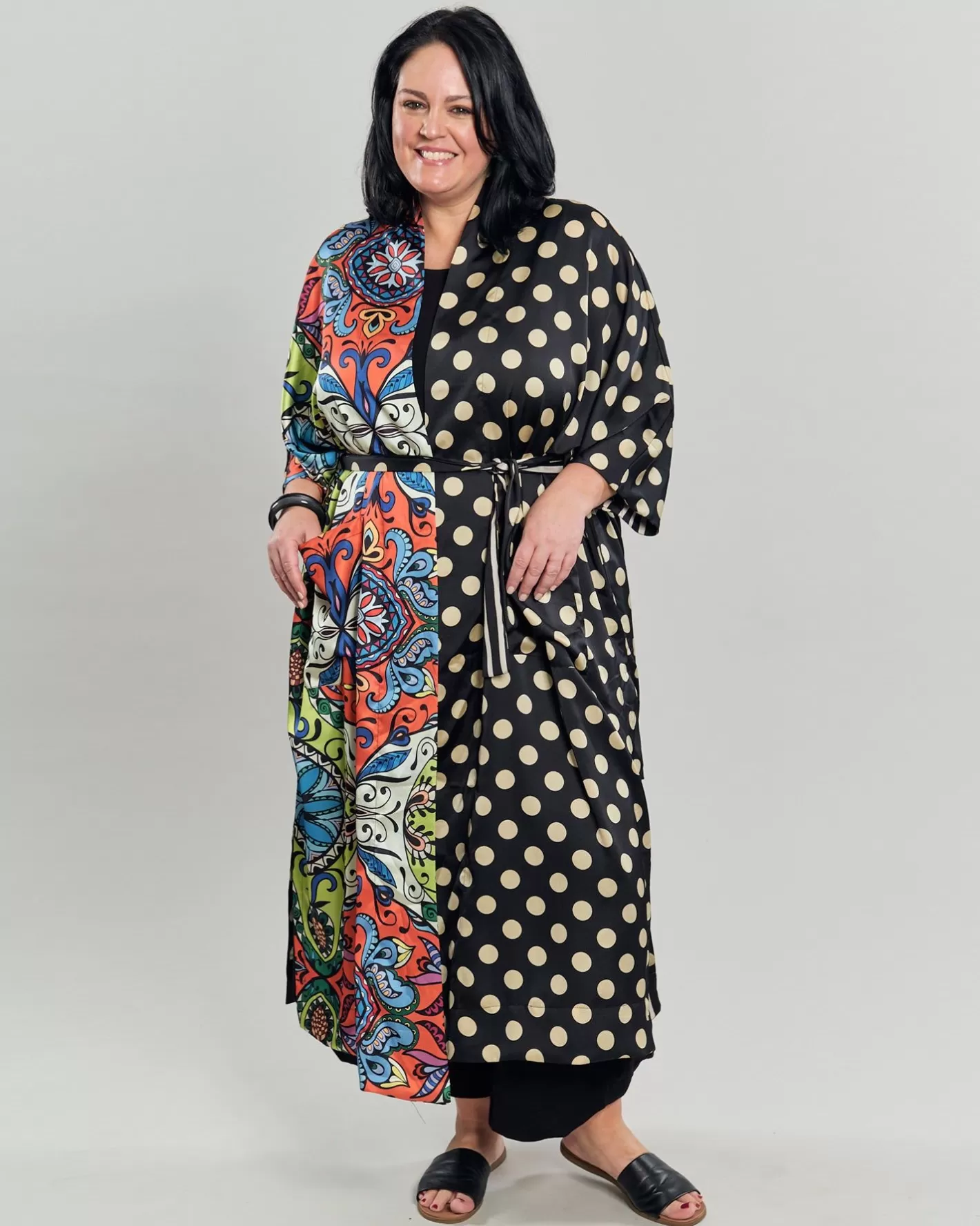 Paisley Dot Long Kimono Jacket, Multip-ALEMBIKA Clearance