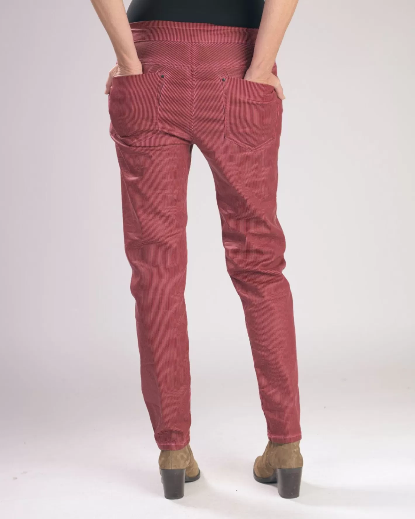 Pinstripe Iconic Stretch Jeans, Wine-ALEMBIKA Best