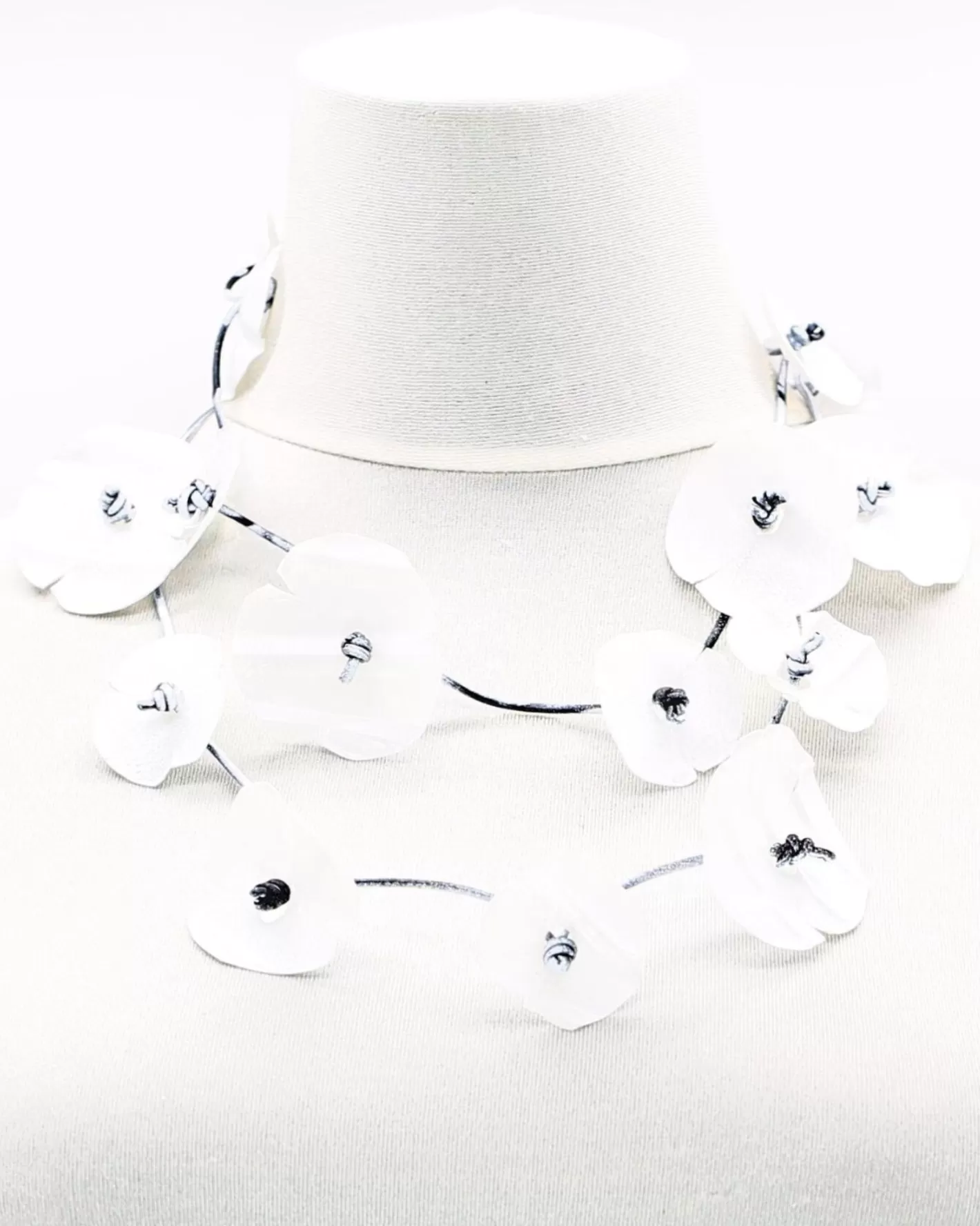 Poppy Flower Necklace, White-ALEMBIKA Sale