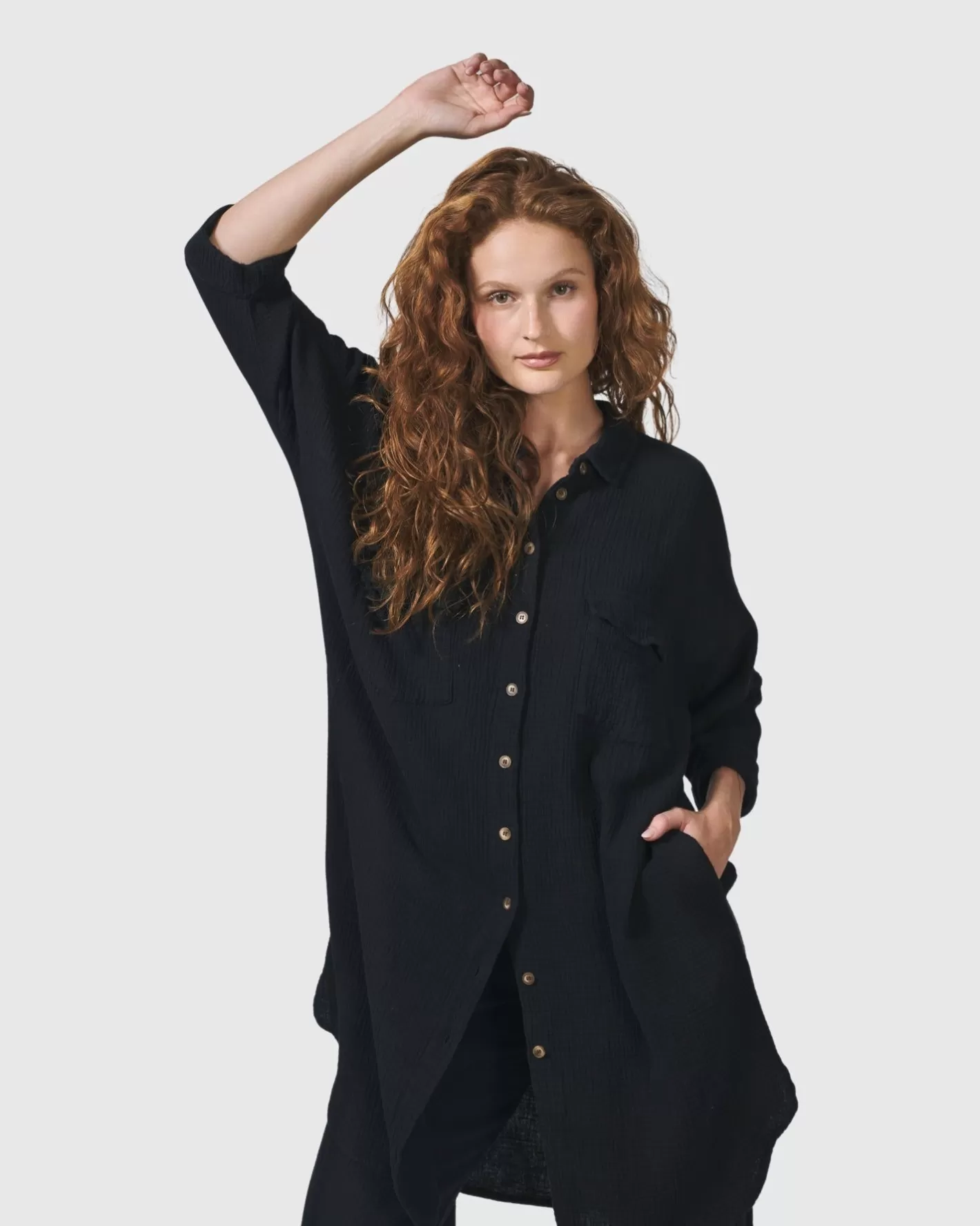 Recreation Shirt Dress, Black-ALEMBIKA Hot