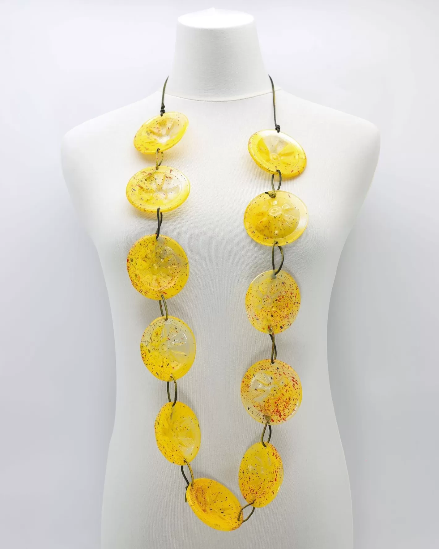 Recycled Bottle Painted Necklace, Yellow-ALEMBIKA Outlet