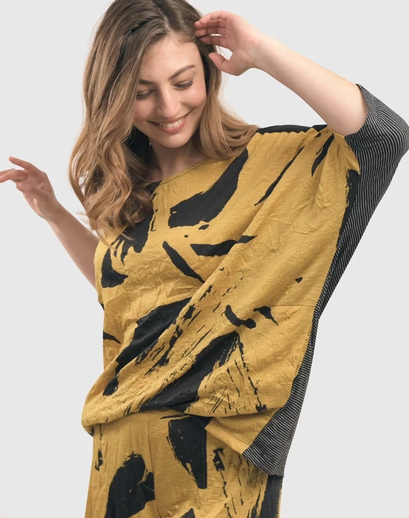 Ru Crinkle Dolman Top, Yellow-ALEMBIKA Discount