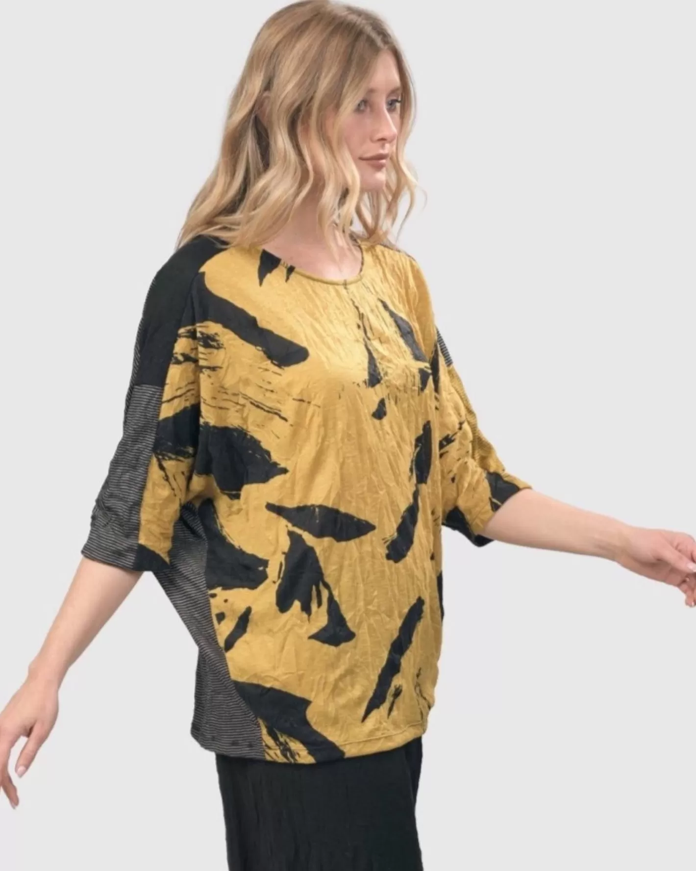 Ru Crinkle Dolman Top, Yellow-ALEMBIKA Discount