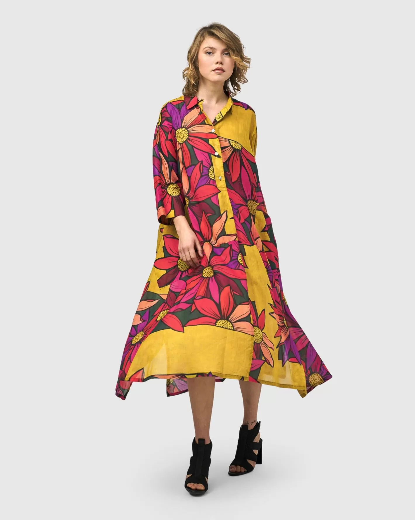 Saffron Shirt Dress, Bouquet-ALEMBIKA Fashion