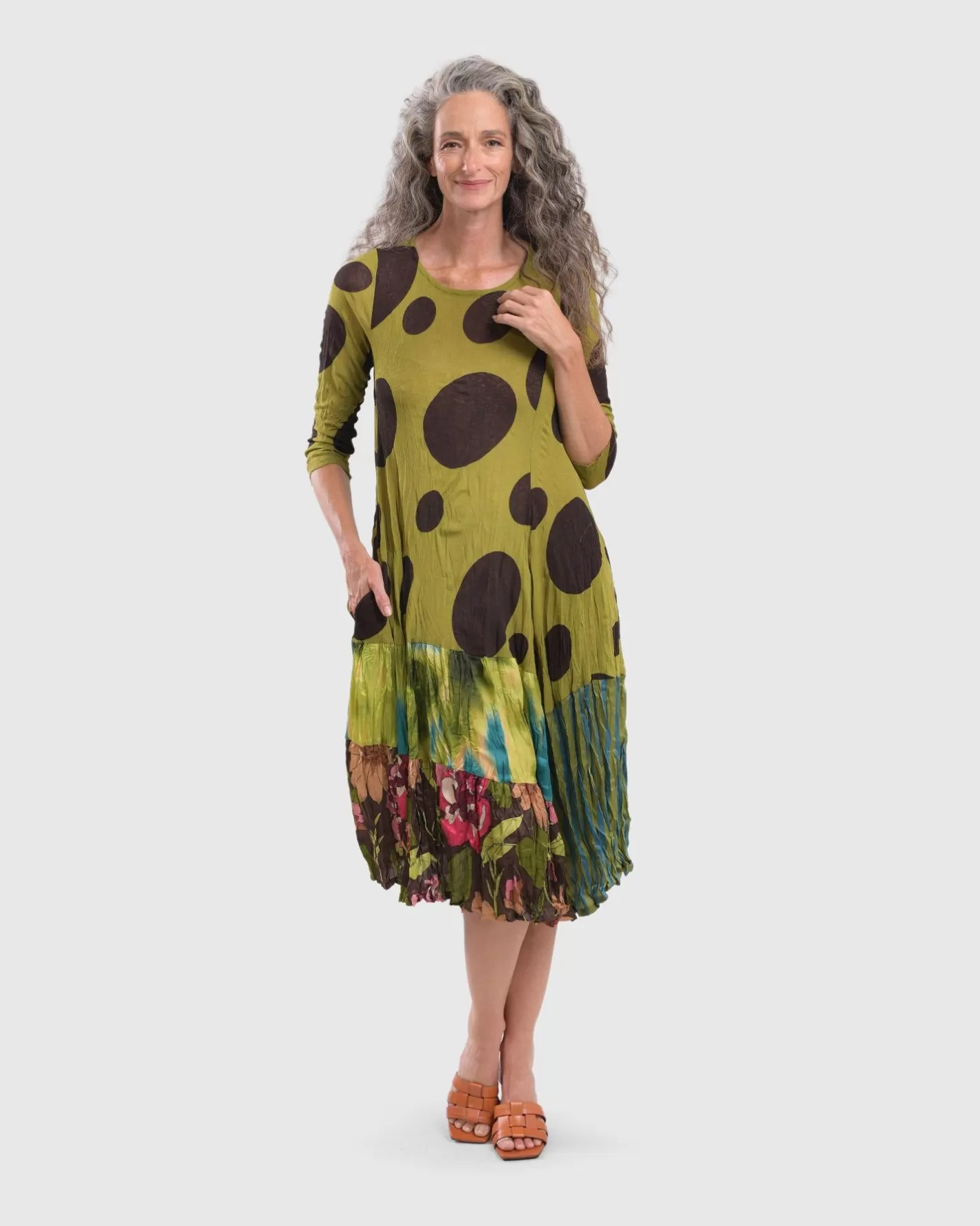 Sara Swing Dress, Olive-ALEMBIKA Clearance