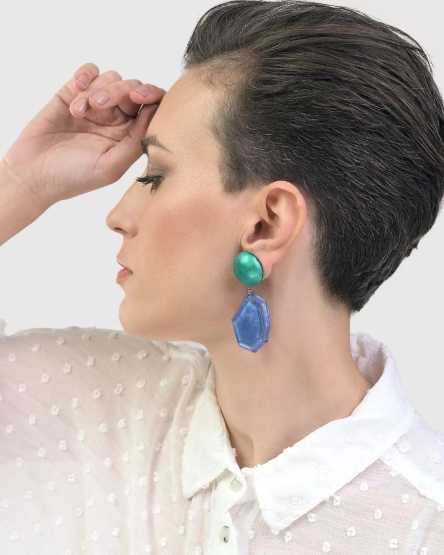 Sea & Sky Drop Earrings, Green/Blue-ALEMBIKA Shop