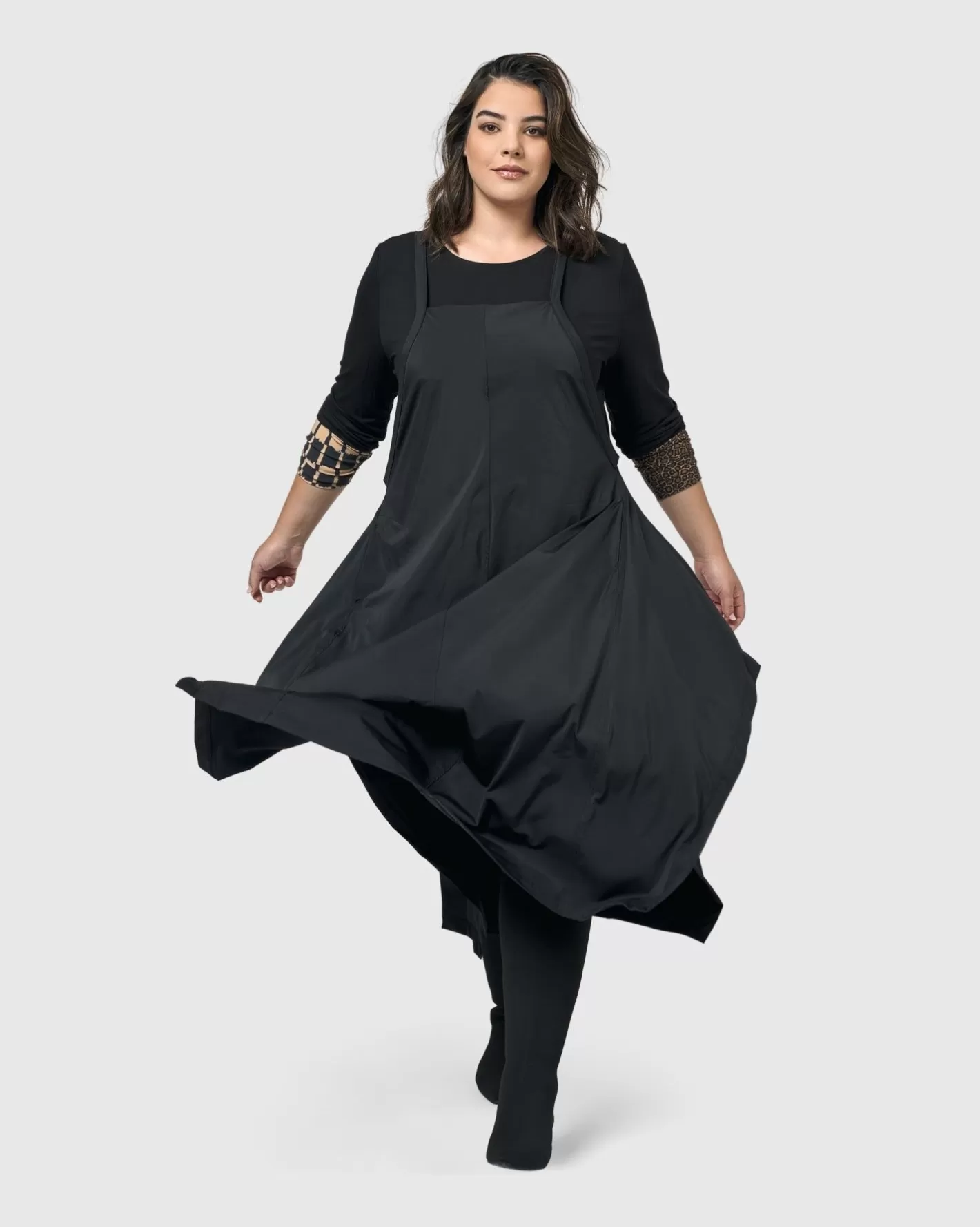 Shelley Apron Dress, Black-ALEMBIKA Shop