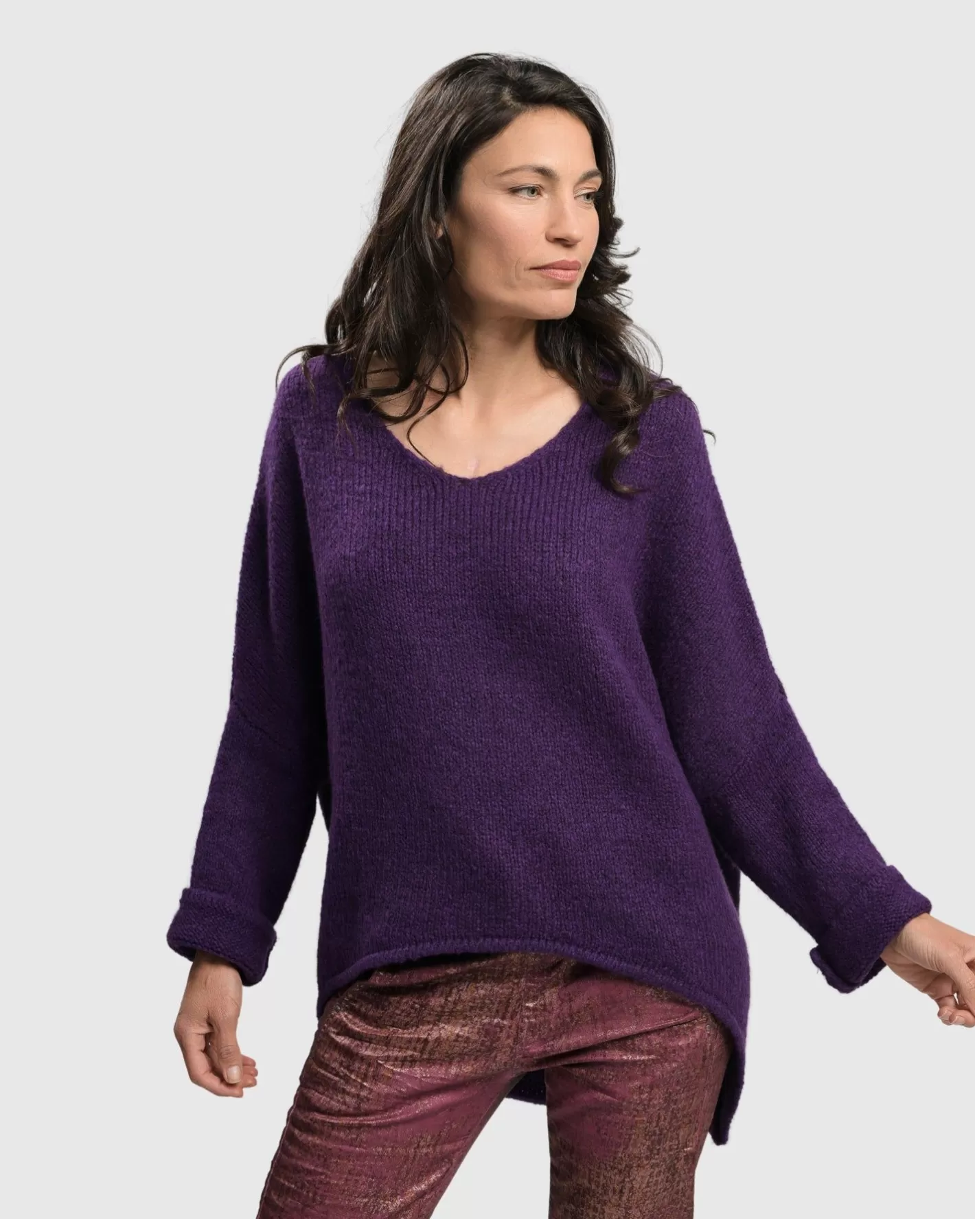 Siesta Oversized Sweater, Purple-ALEMBIKA Best