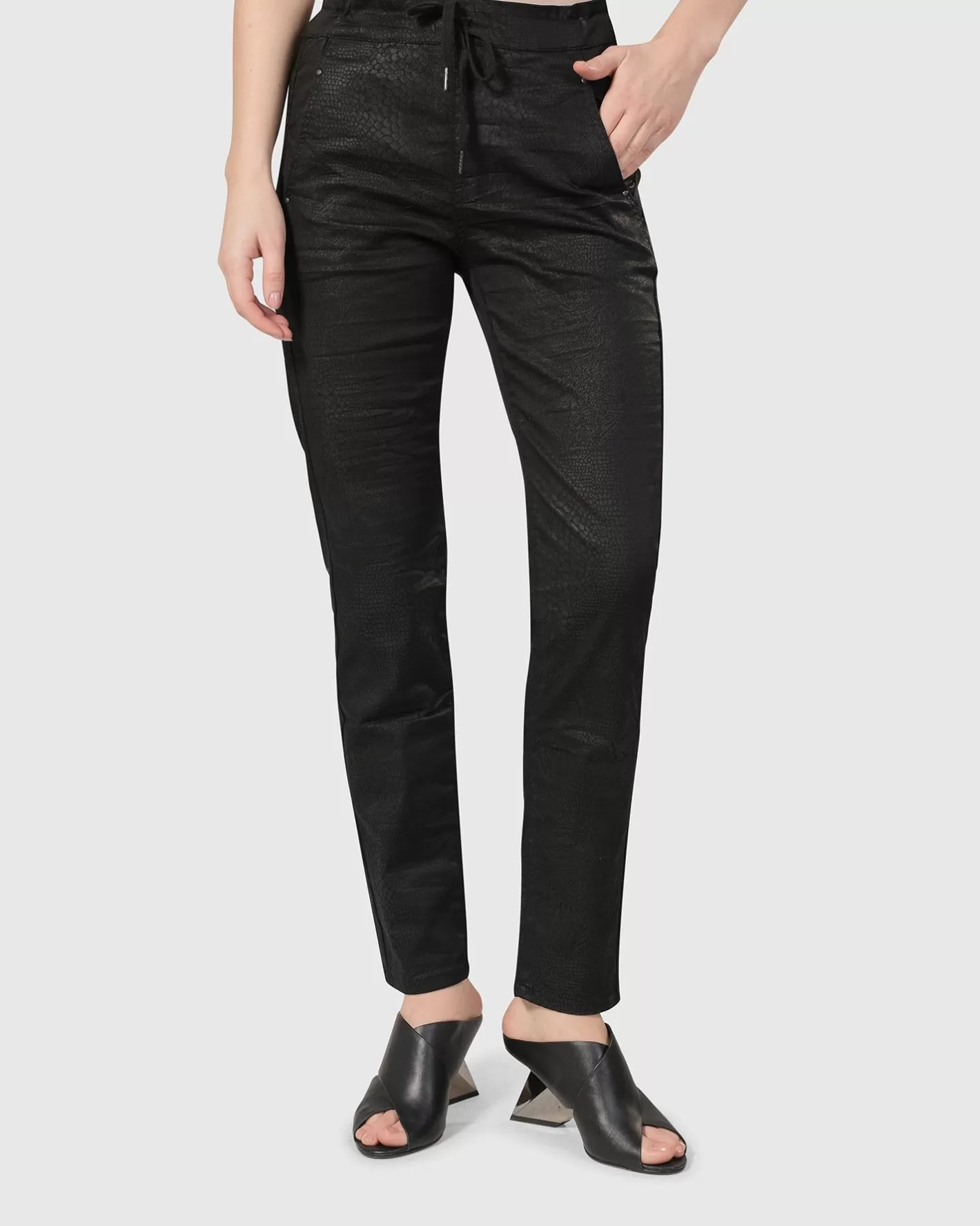 Snake Iconic Stretch Jeans, Black-ALEMBIKA Best Sale