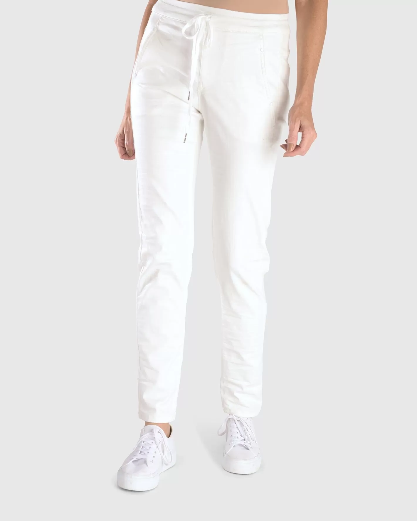 Snake Iconic Stretch Jeans, White-ALEMBIKA Online