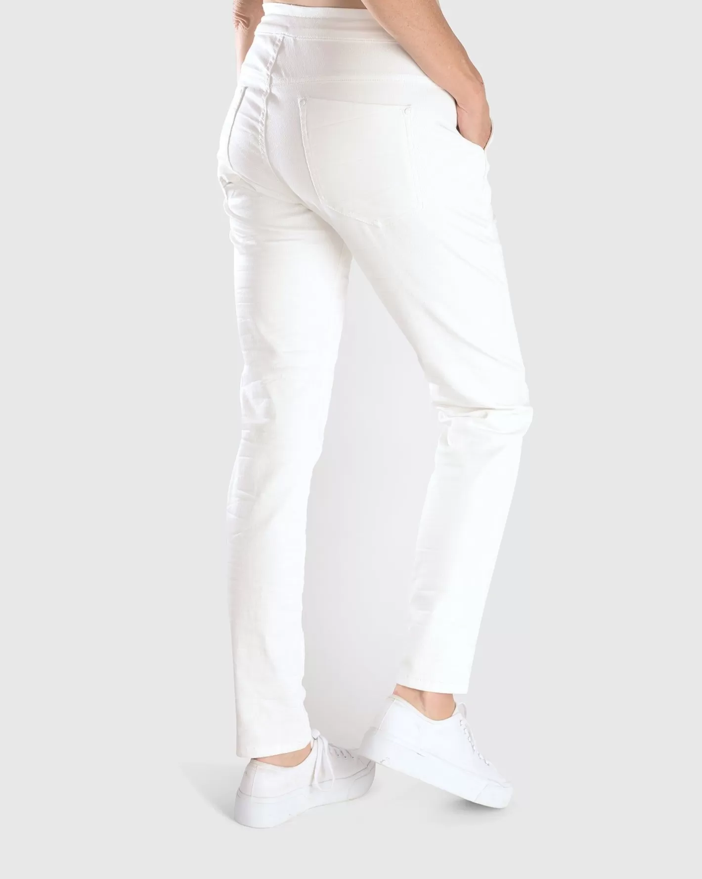 Snake Iconic Stretch Jeans, White-ALEMBIKA Online