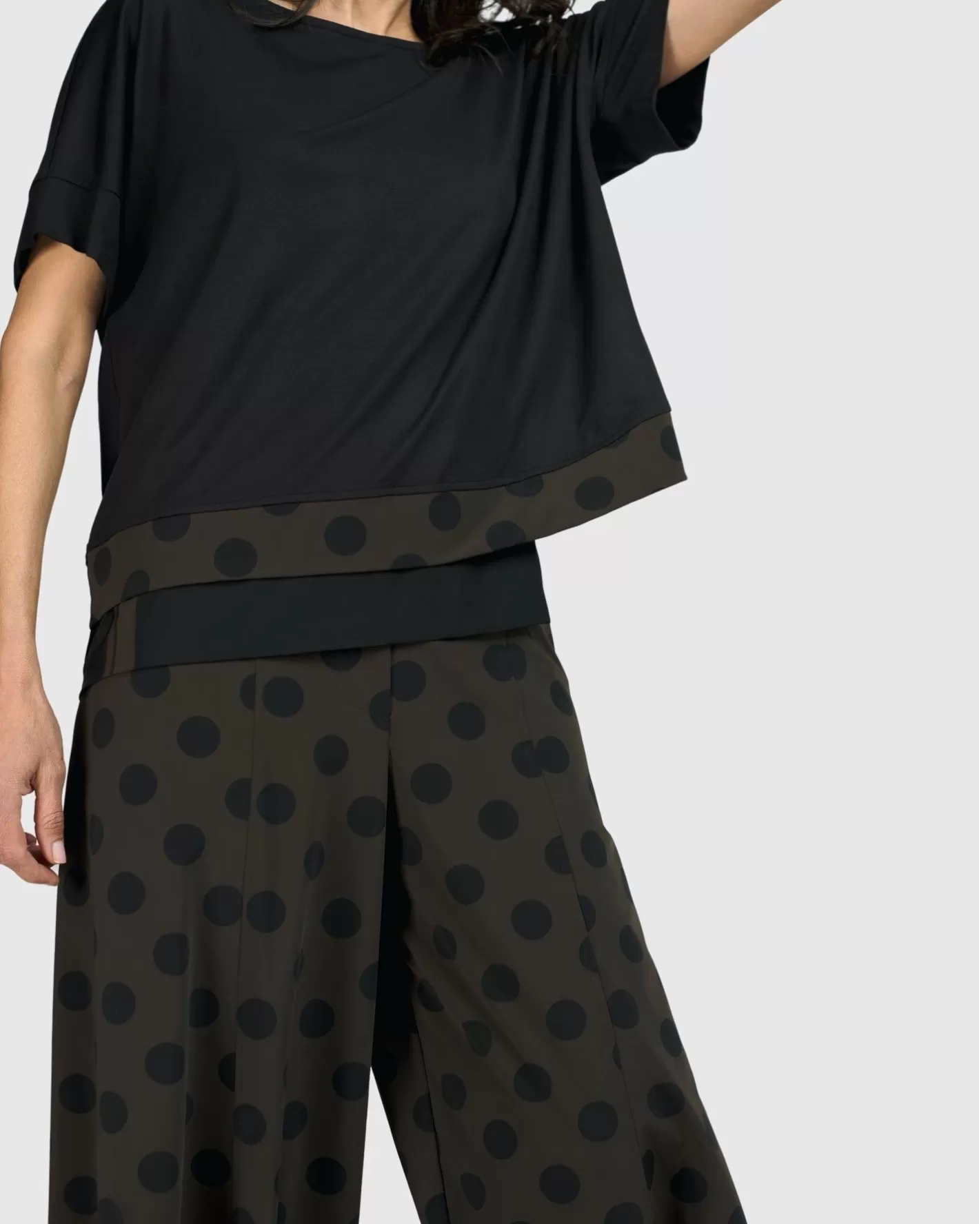 Tekbika Dots Boxy Top, Khaki-ALEMBIKA Store