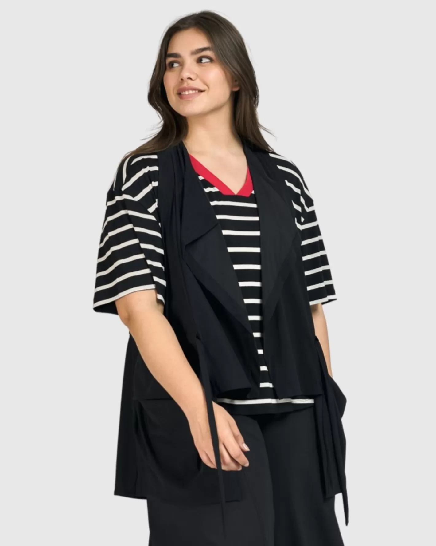 Tekbika Gabrielle Relaxed Vest, Black-ALEMBIKA Clearance