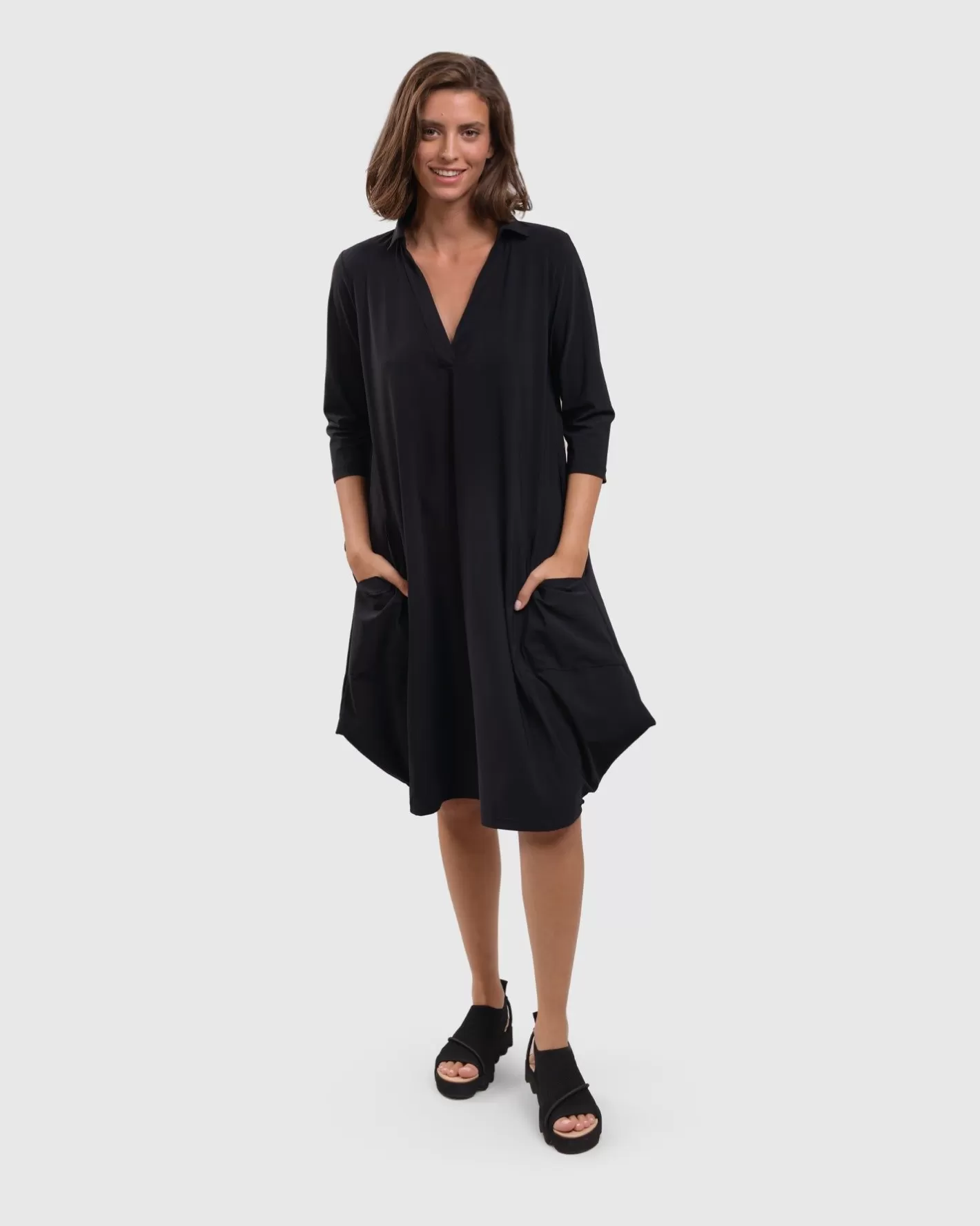 Tekbika Popover Dress, Black-ALEMBIKA Shop