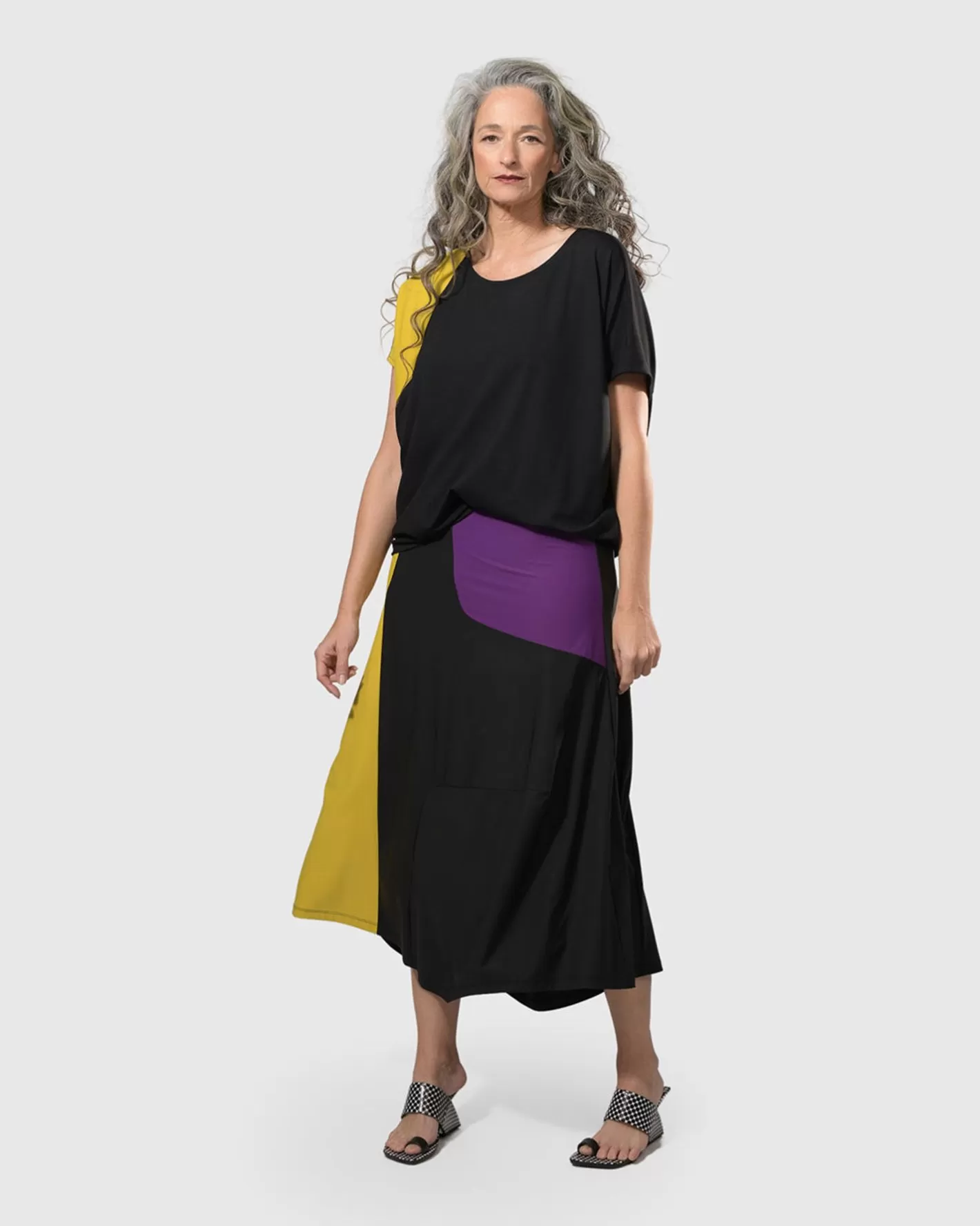 Tekbika Swing Maxi Skirt, Multi/Yellow-ALEMBIKA Shop