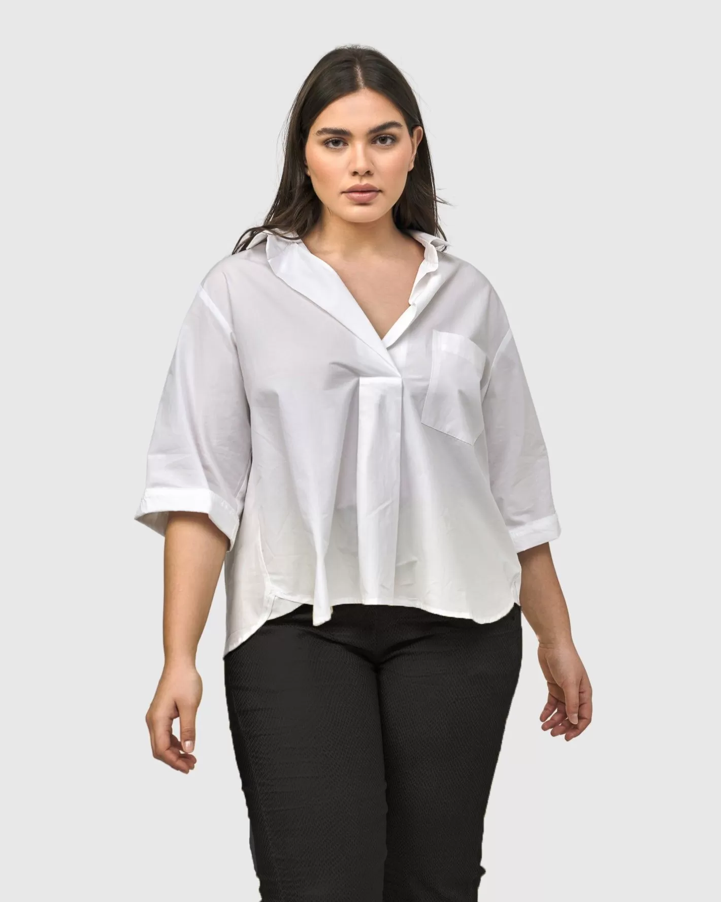 Urban Chloe A-Line Blouse, White-ALEMBIKA Sale