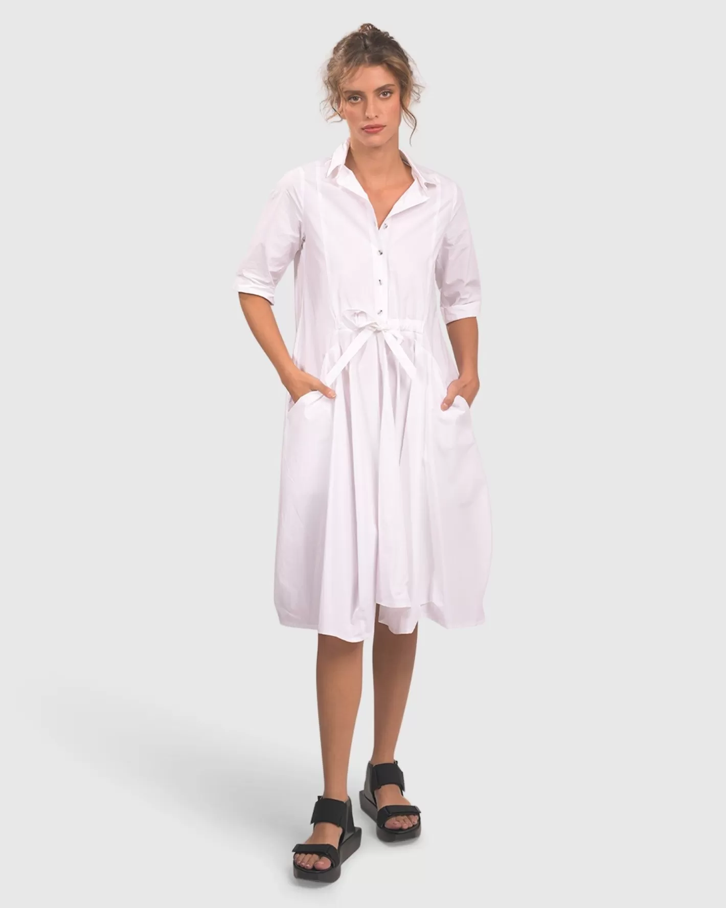 Urban Cooler Dress, White-ALEMBIKA Online