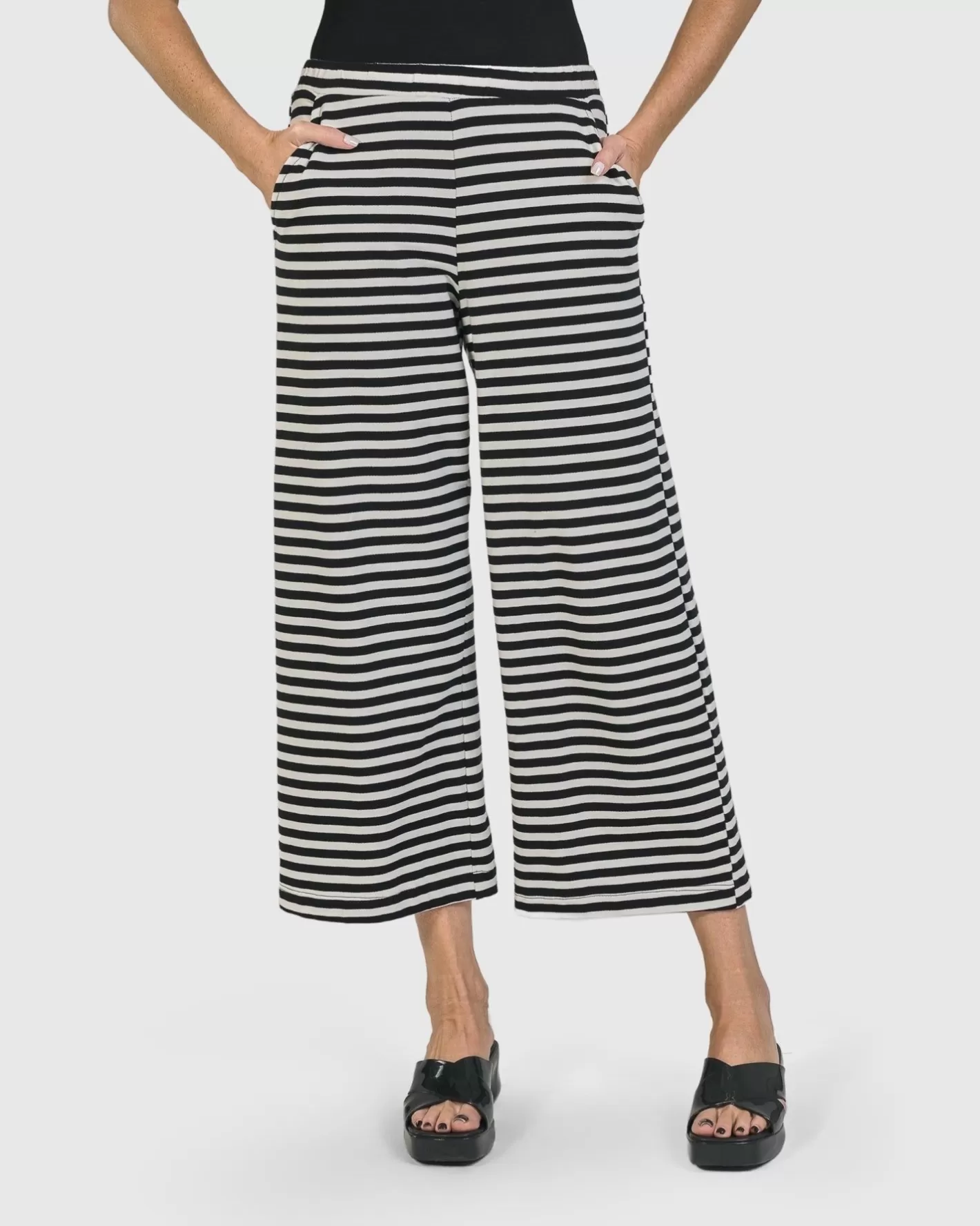 Urban Greenwich Striped Pants, Black-ALEMBIKA Store