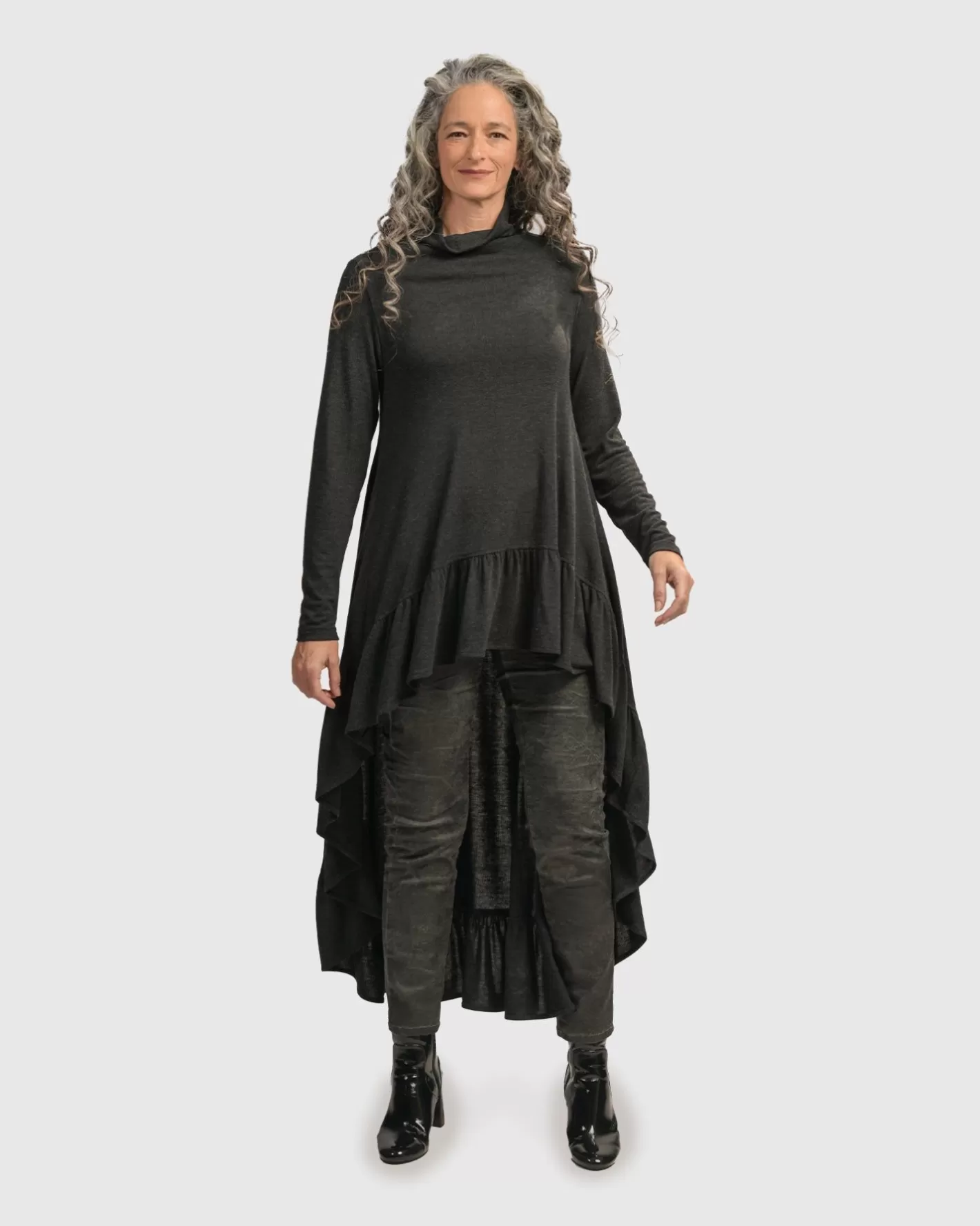 Urban Hi Lo Katniss Top, Charcoal-ALEMBIKA New