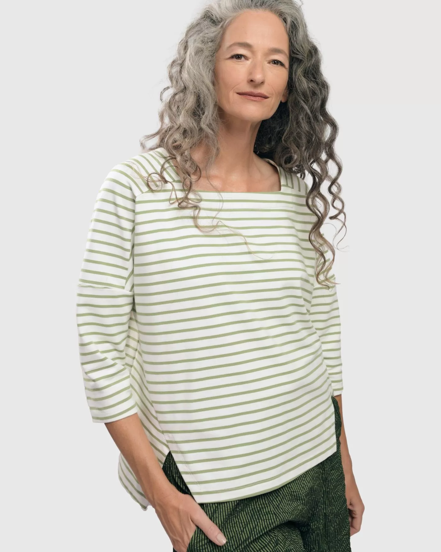 Urban Jagger Stripe Top, Green-ALEMBIKA Clearance