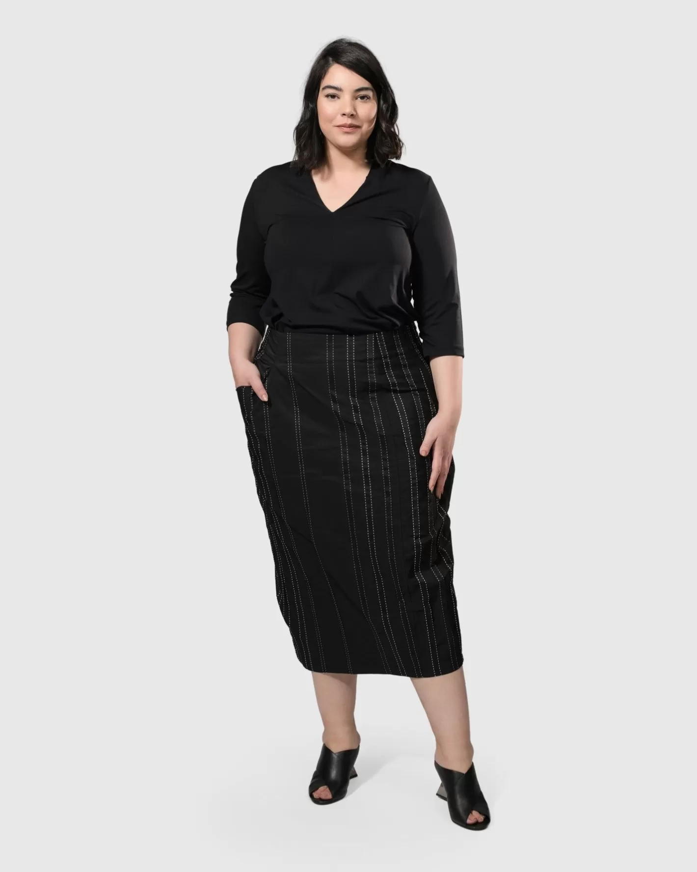 Urban Kate Topstitched Skirt, Trails-ALEMBIKA Fashion