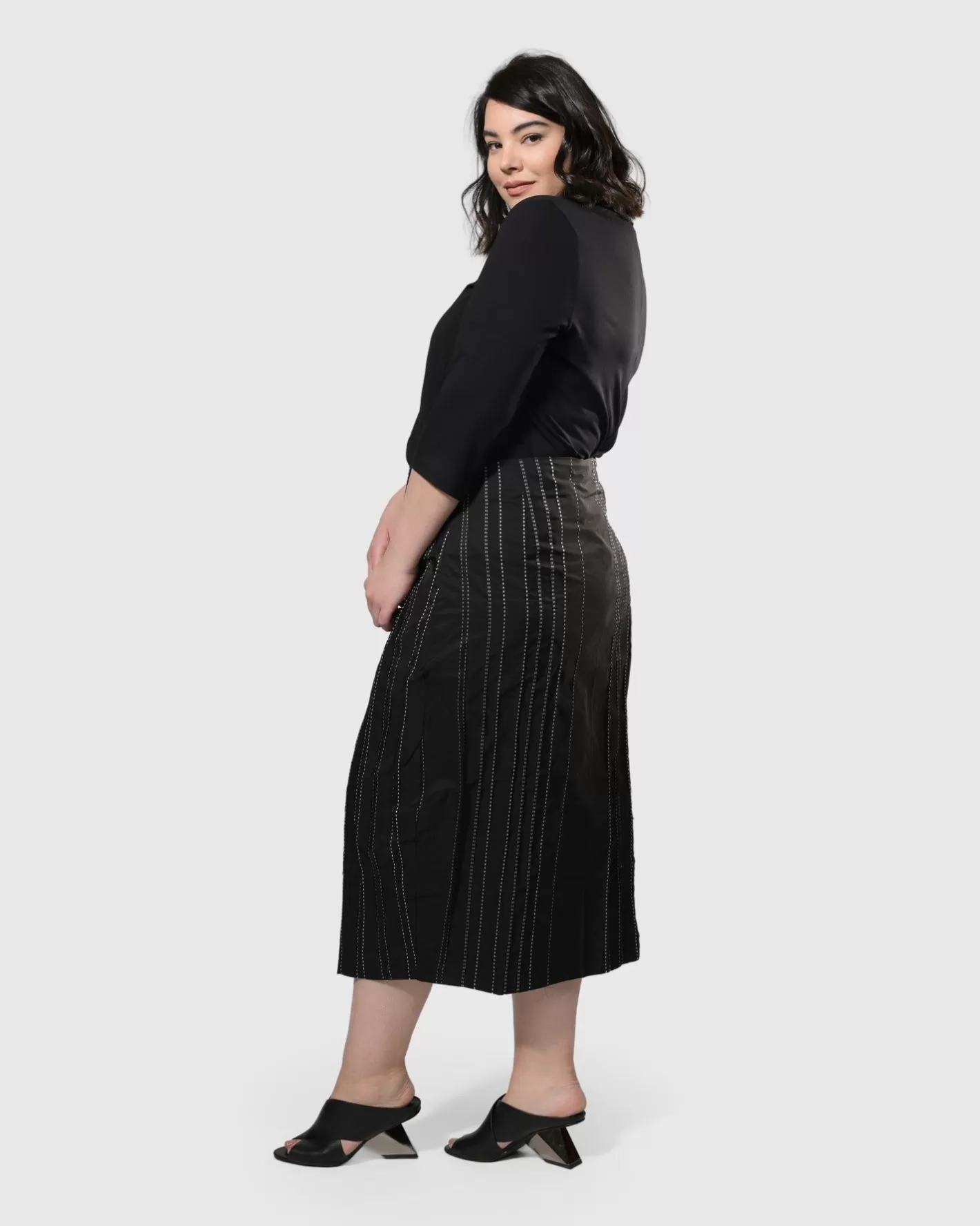 Urban Kate Topstitched Skirt, Trails-ALEMBIKA Fashion