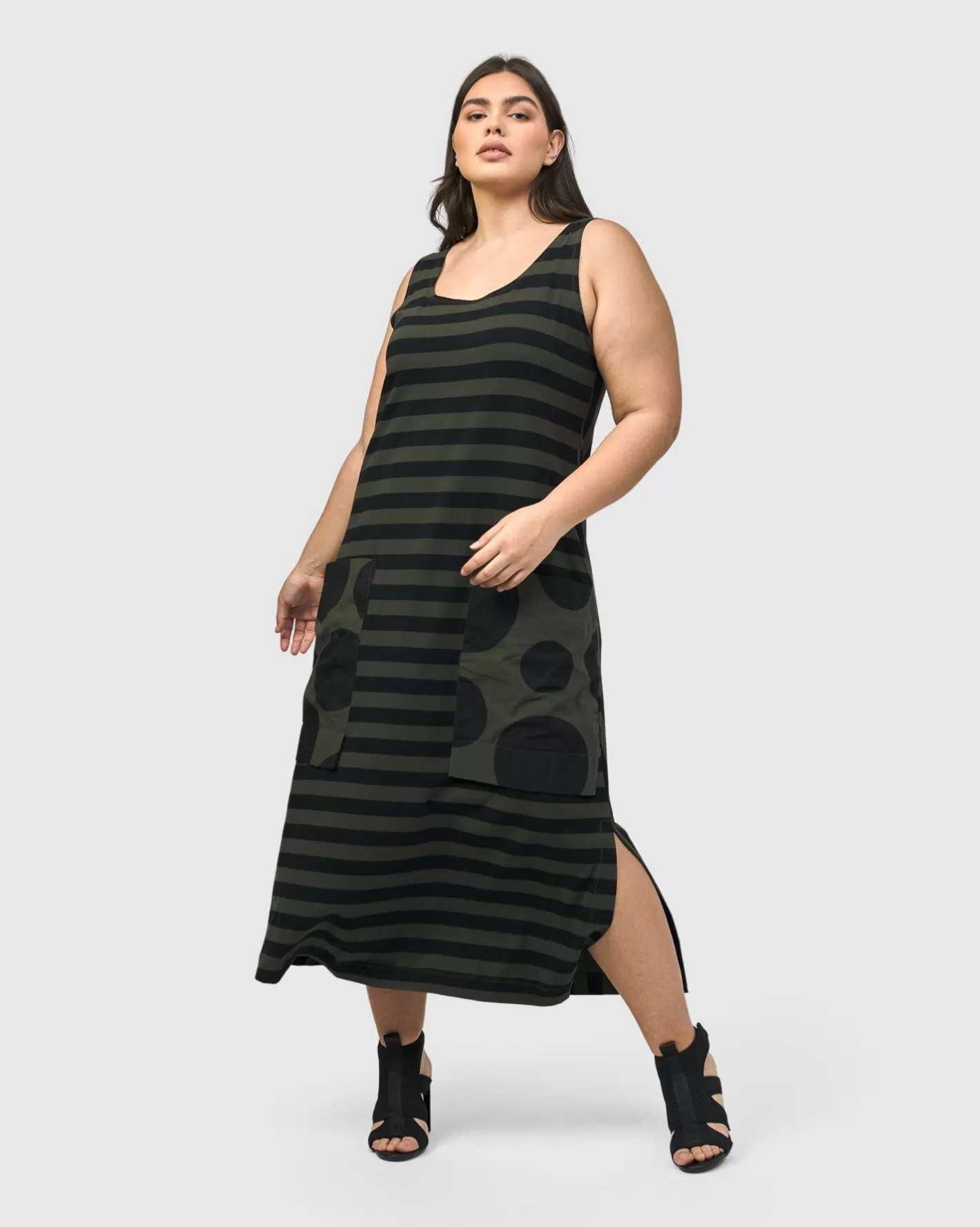 Urban Maxi Tank Dress, Khaki-ALEMBIKA Cheap