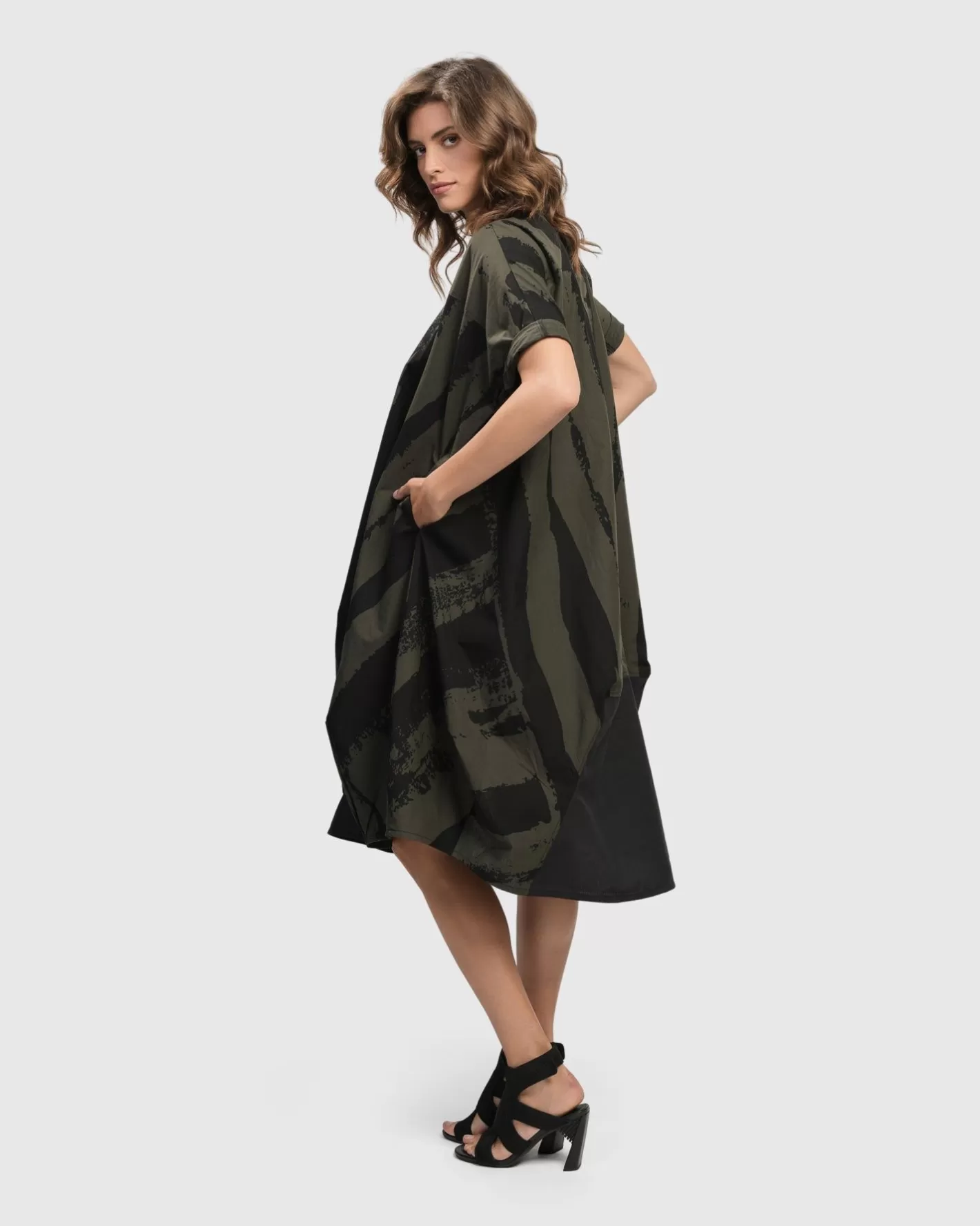 Urban Sake Muumuu Dress, Khaki-ALEMBIKA Fashion