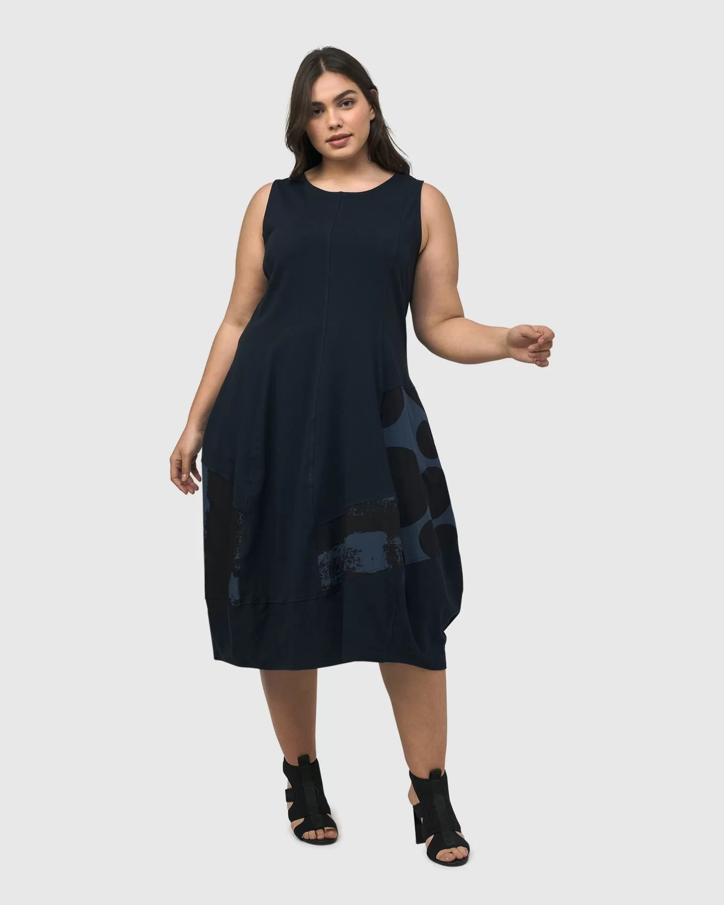 Urban Sleeveless Cocoon Dress, Navy-ALEMBIKA Cheap