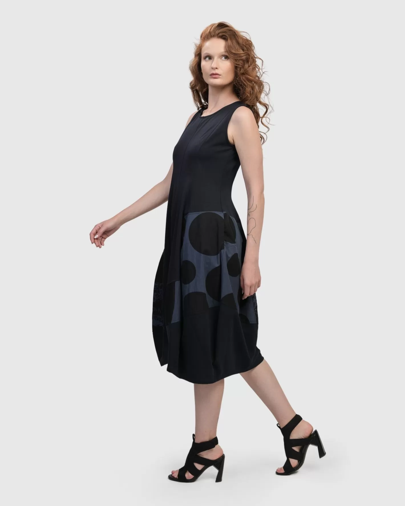 Urban Sleeveless Cocoon Dress, Navy-ALEMBIKA Cheap