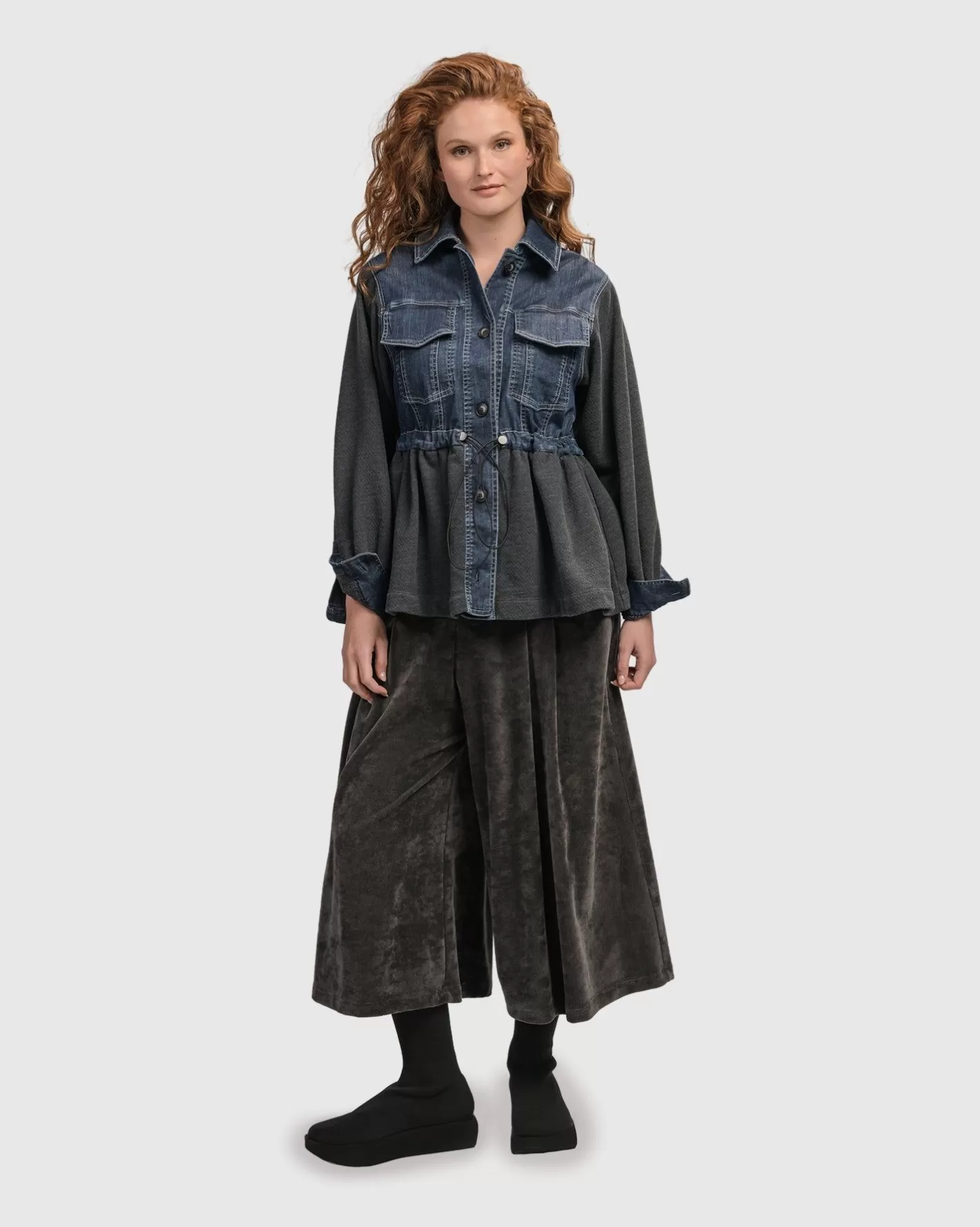 Urban Strut Ruched Jacket, Denim-ALEMBIKA Flash Sale