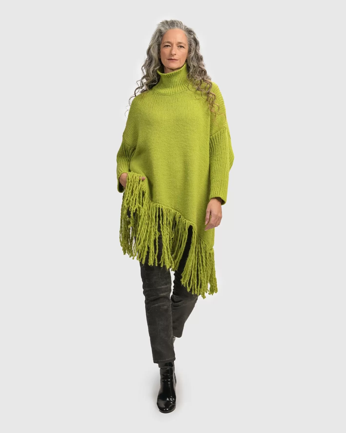 Urban Turtleneck Tunic Top, Lime-ALEMBIKA Store