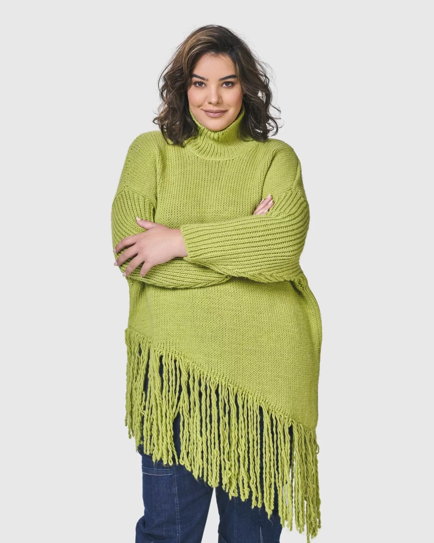 Urban Turtleneck Tunic Top, Lime-ALEMBIKA Store