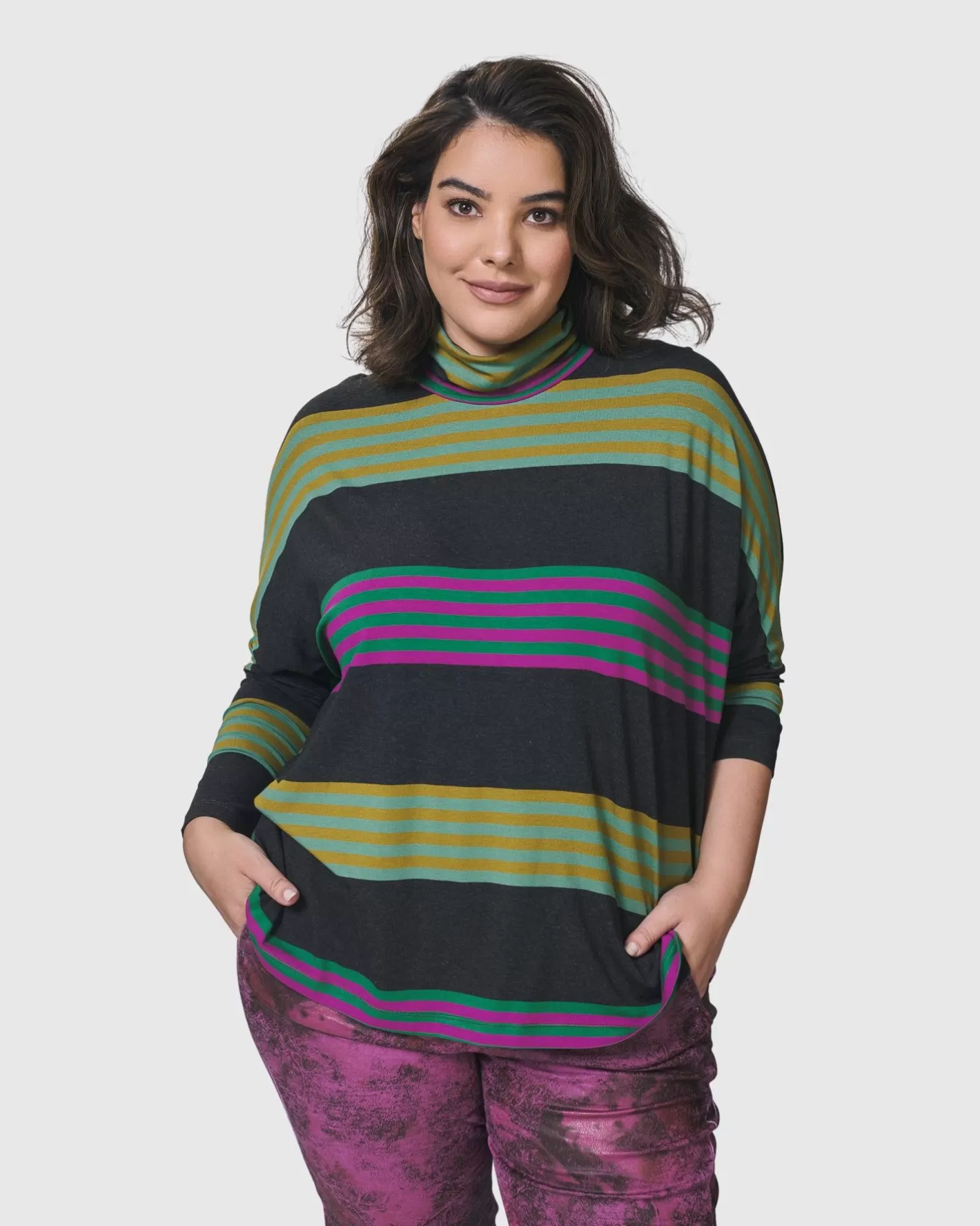 Urban Wine Bar Turtleneck Top, Stripes-ALEMBIKA Hot