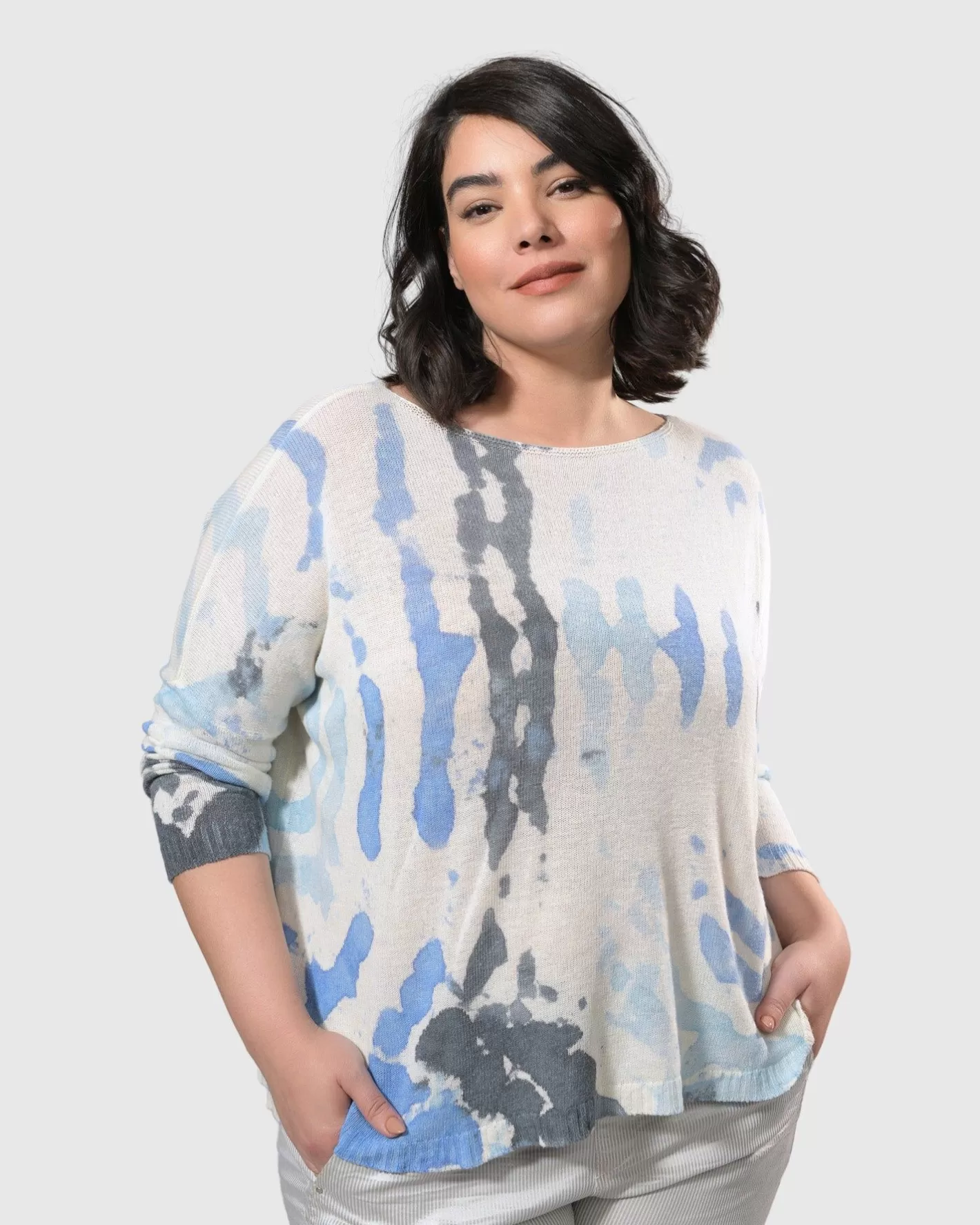 Watercolor Boxy Sweater, Nautical-ALEMBIKA Cheap