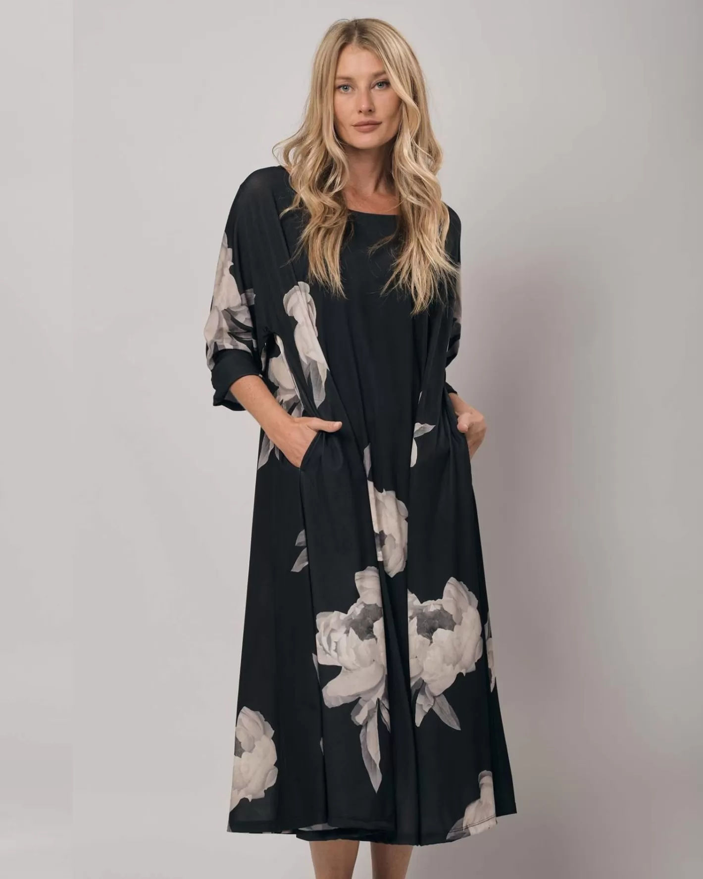 Winslow Trapeze Dress, Roses-ALEMBIKA Store