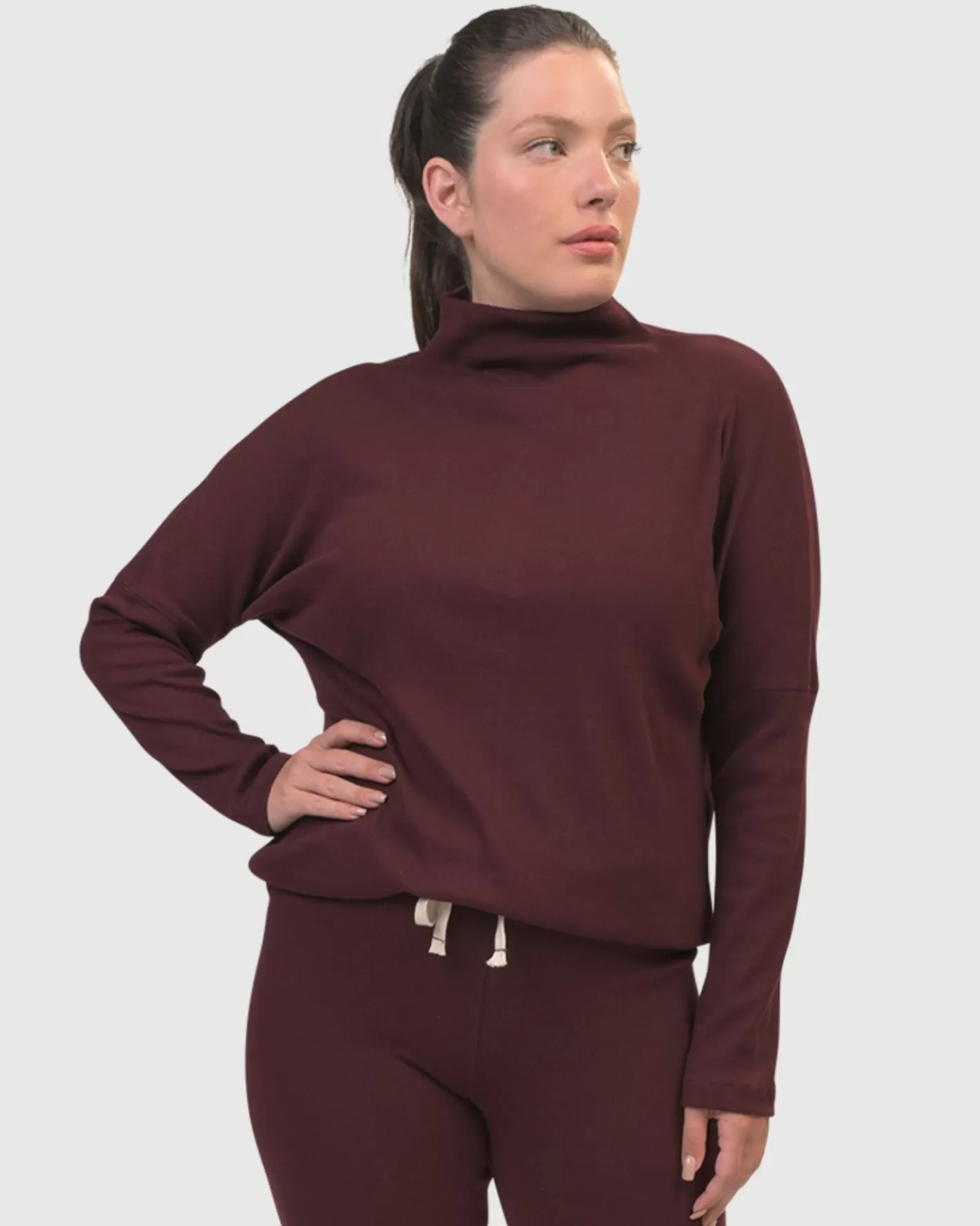 Zen Drawstring Sweatshirt, Wine-ALEMBIKA New